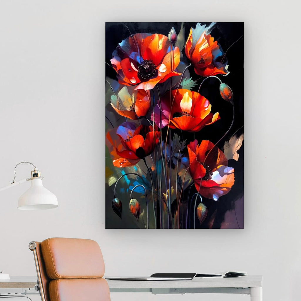 Vibrant Poppy Flowers Canvas Print | Modern Floral Wall Art