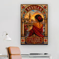 Sevilla vintage travel poster canvas with Spanish flamenco imagery
