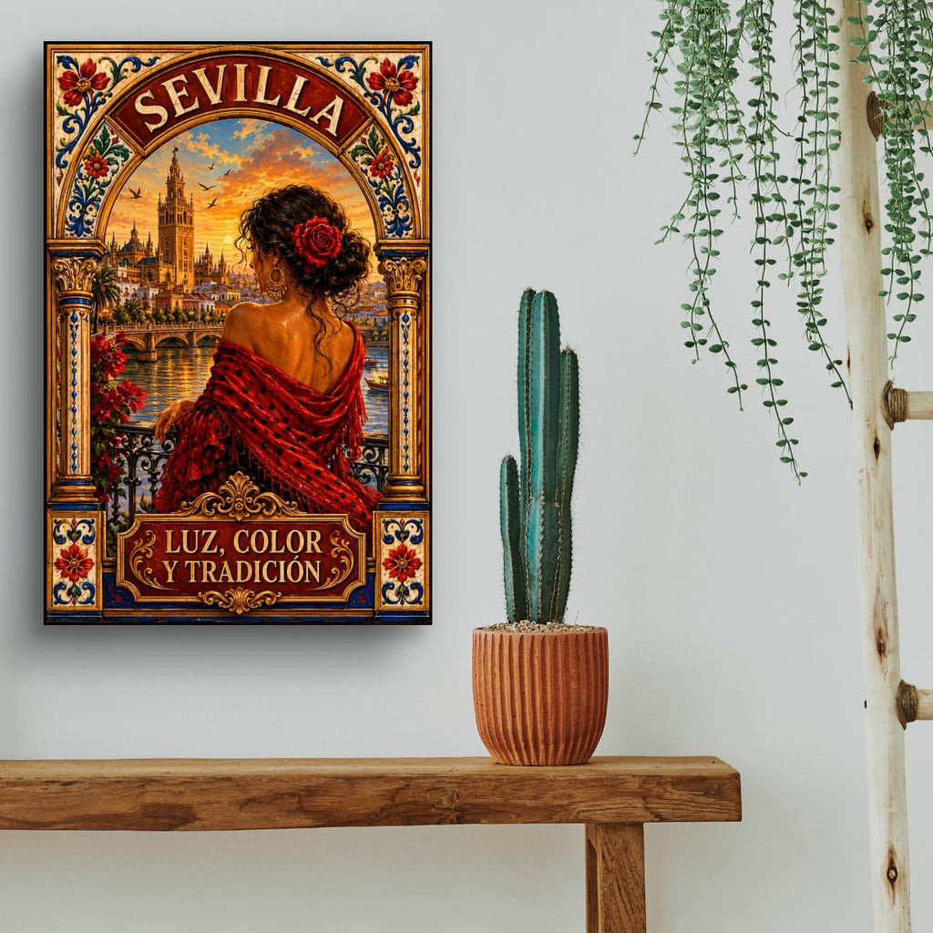 Sevilla vintage travel poster canvas alternate angle