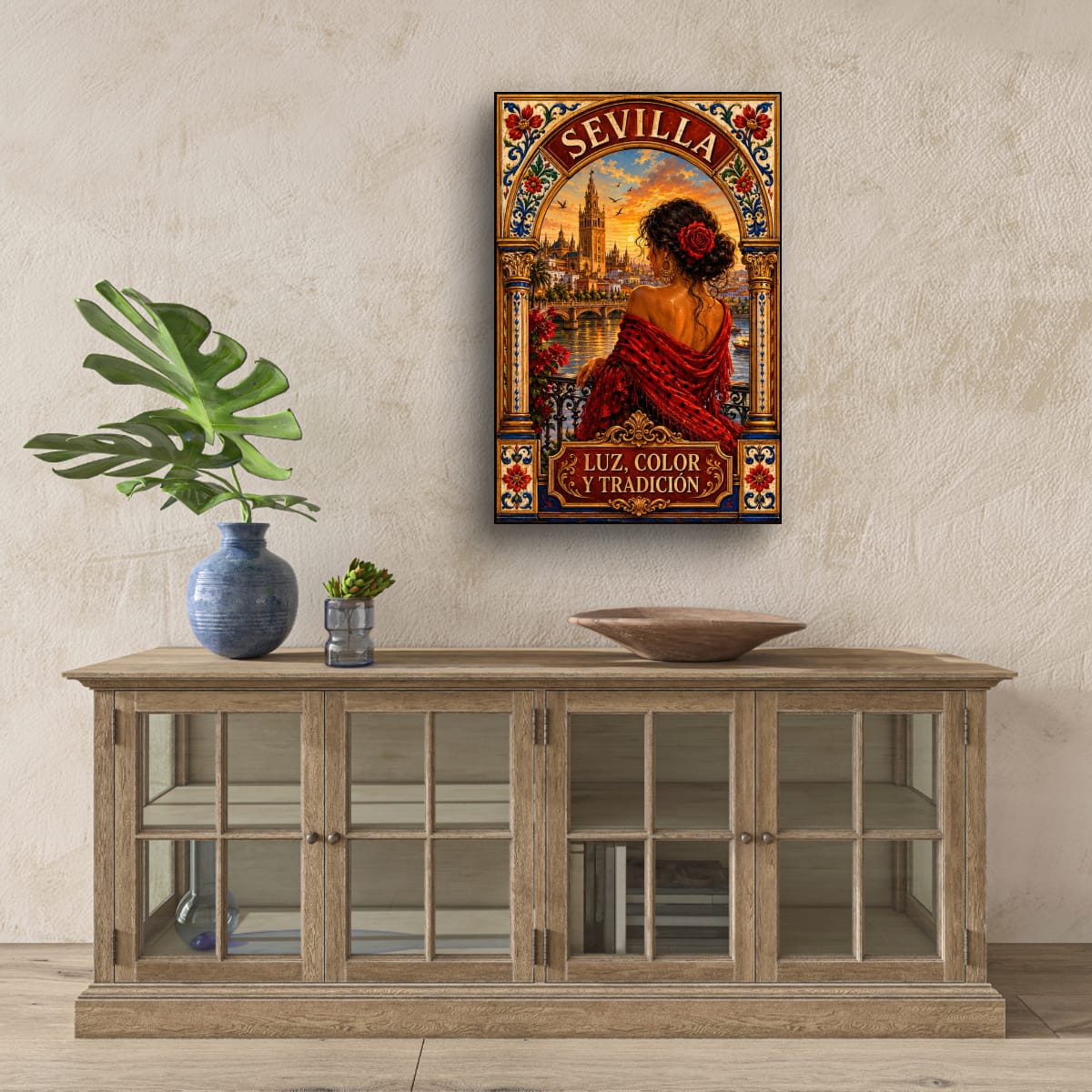 Sevilla vintage travel poster canvas size chart