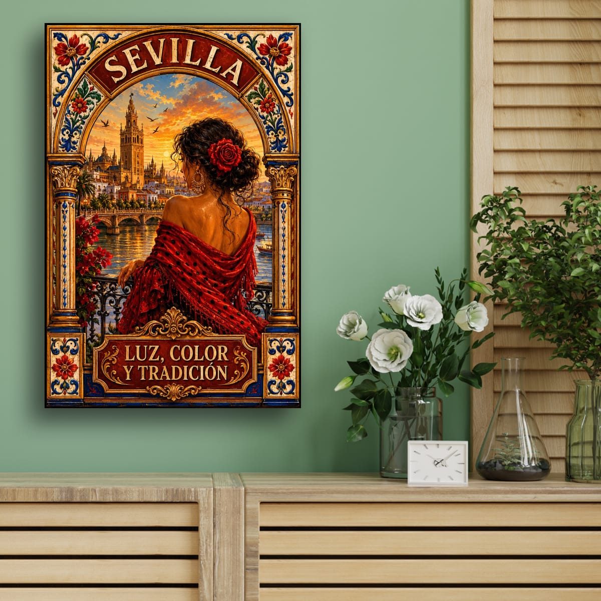 Sevilla vintage travel poster canvas - close-up detail