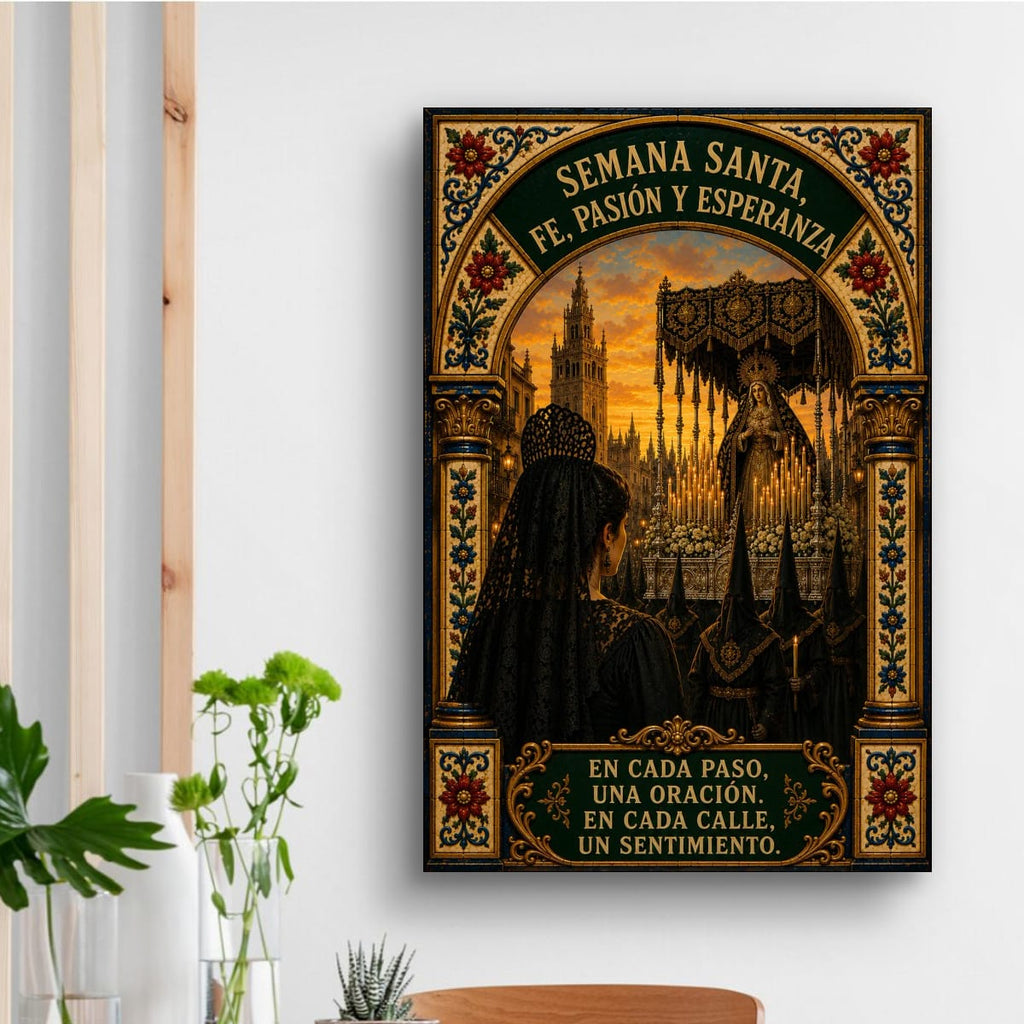 Holy Week in Seville religious poster on rolled canvas