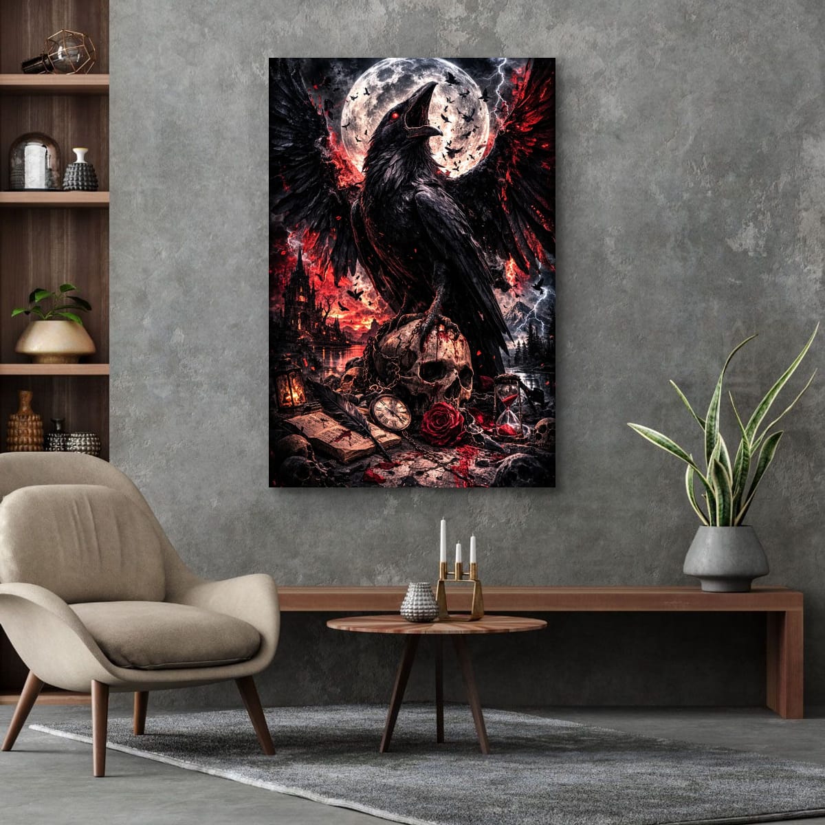 Dark Raven Gothic canvas in room setting