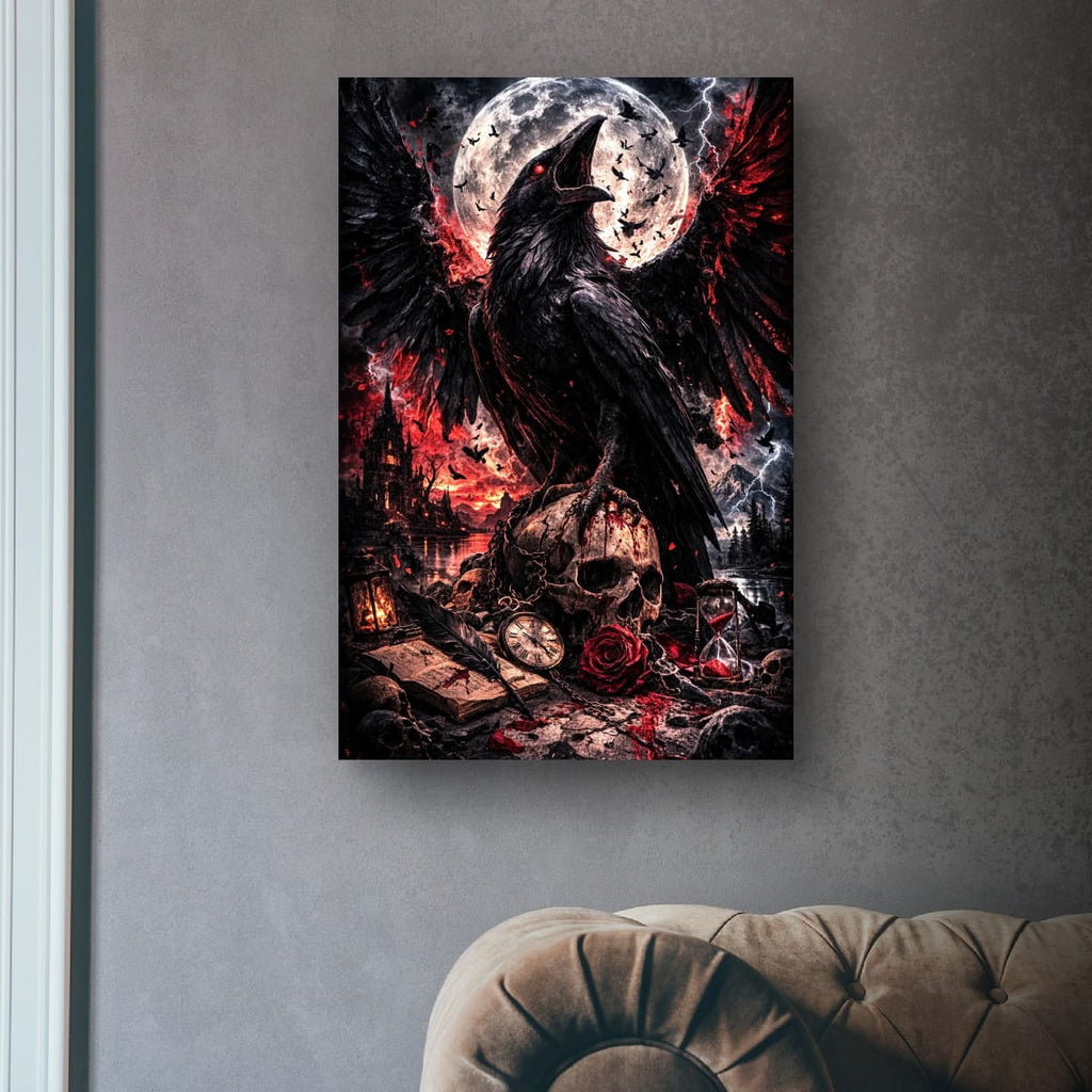 Dark Raven Gothic canvas - close-up detail