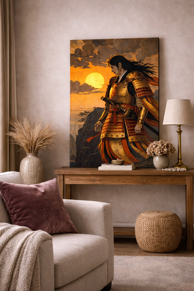 Onna-Bugeisha al amanecer | lienzo impreso de inspiración japonesa