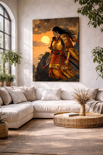 Onna-Bugeisha al amanecer | lienzo impreso de guerrera japonesa