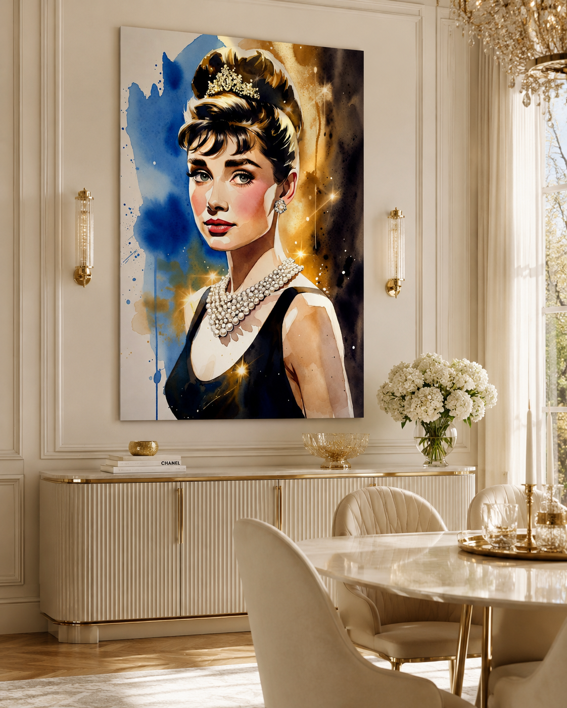Audrey Hepburn en lienzo decorativo de glamour vintage