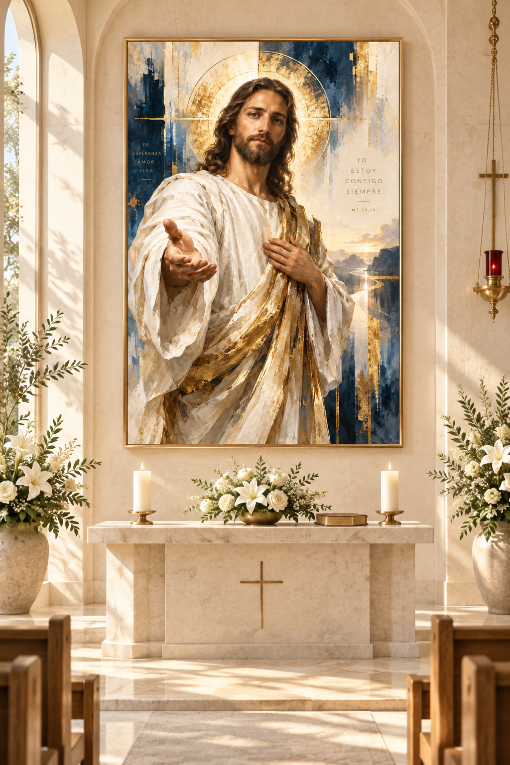 Yo Estoy Contigo Siempre | Lienzo de Jesucristo Arte Religioso Moderno
