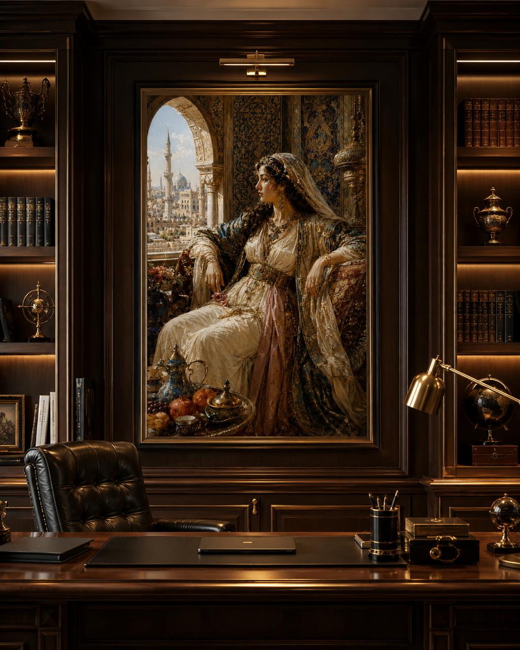 Arte oriental elegante de princesa otomana en palacio