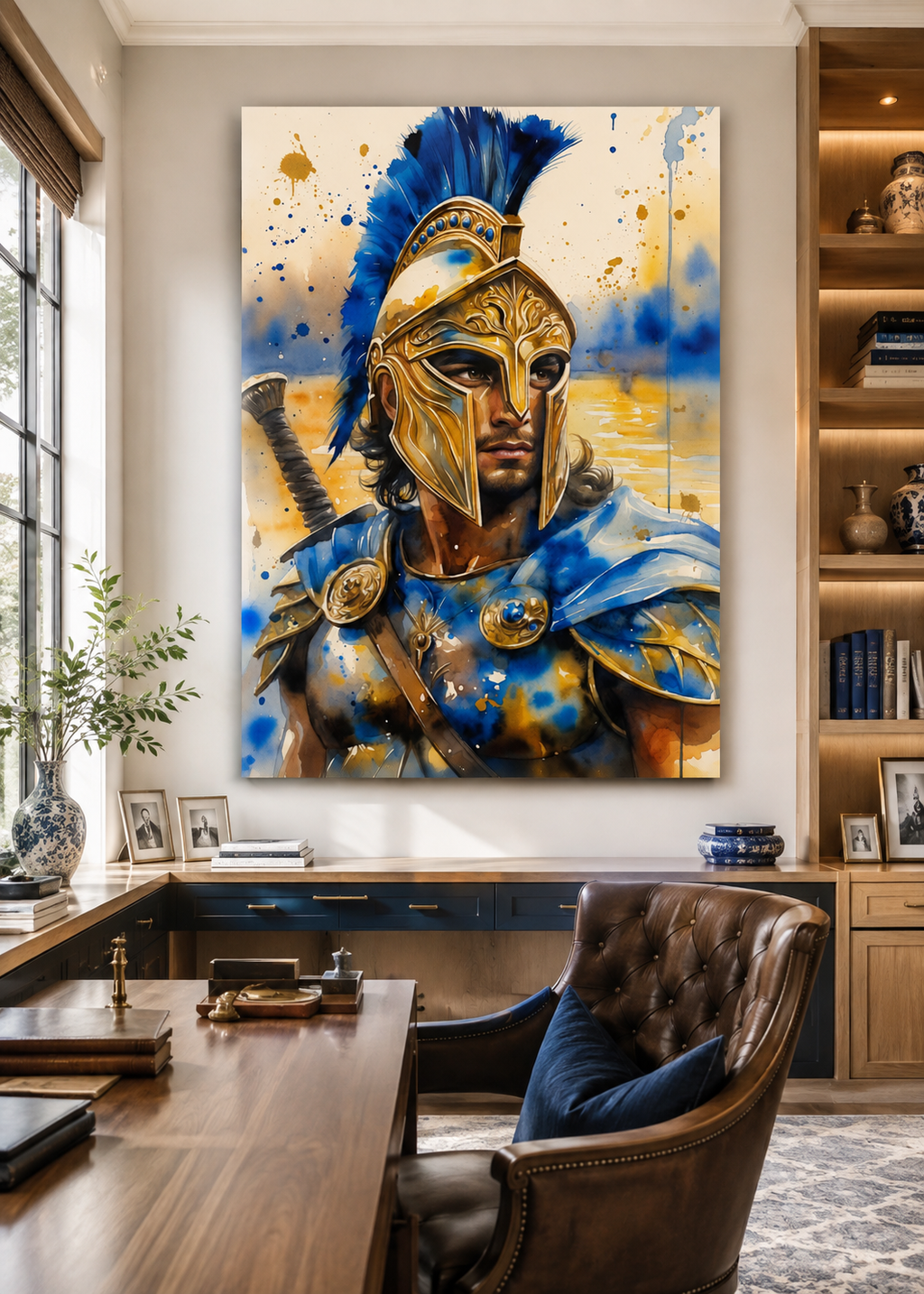 Guerrero griego con armadura | arte de pared clásico