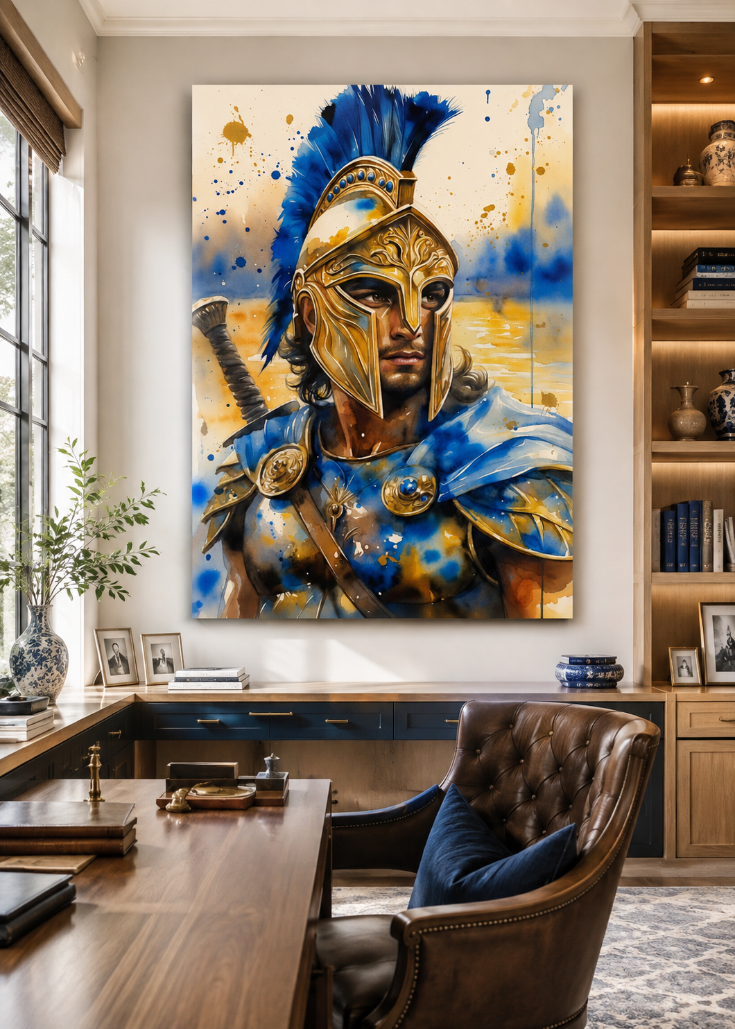 Guerrero griego con armadura | arte de pared clásico