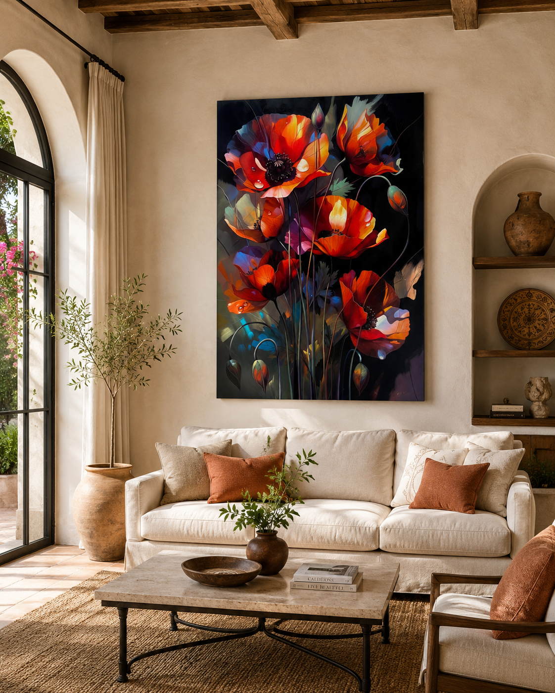 Amapola colorida en flor | lienzo floral elegante