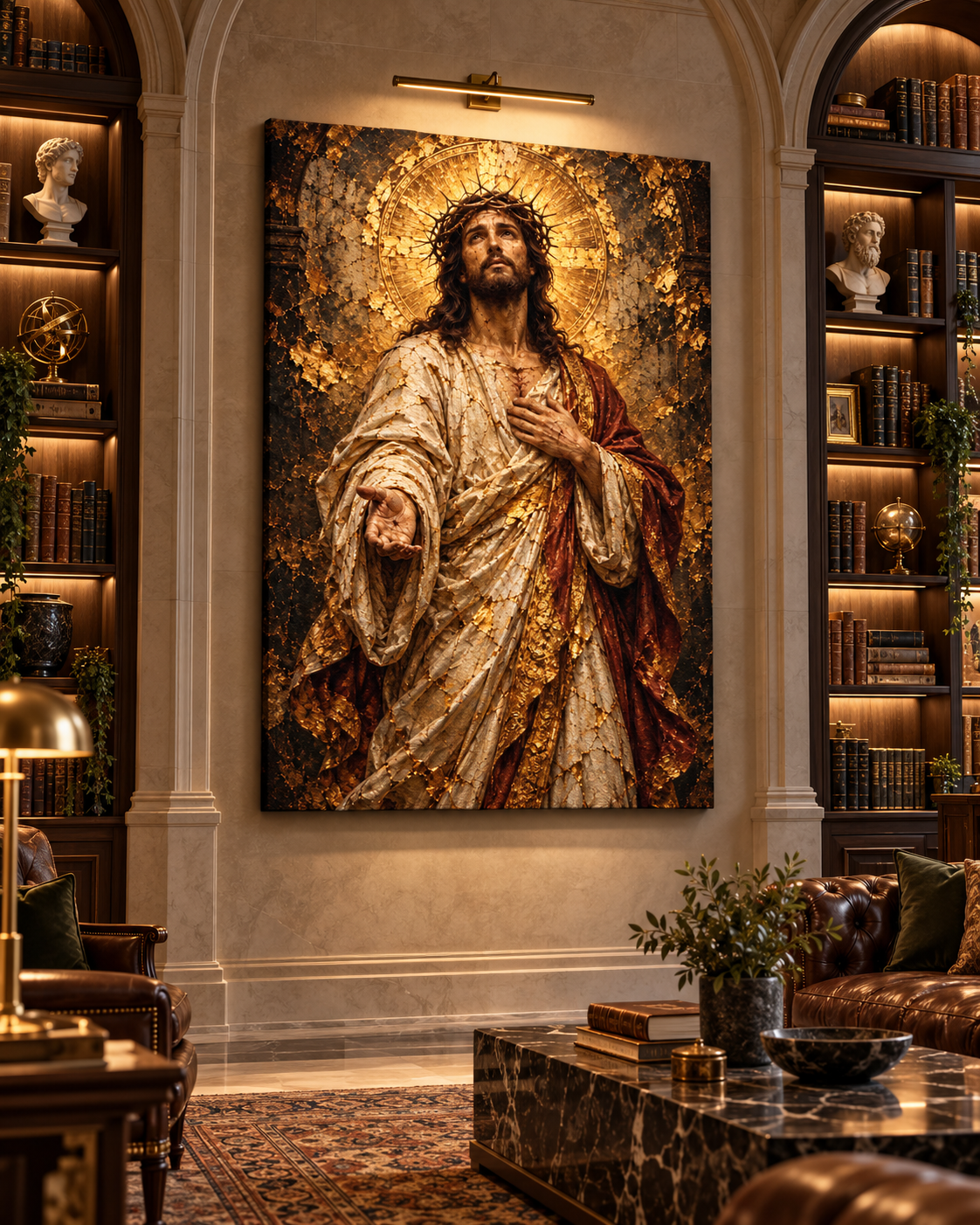 Cristo Redentor | Lienzo Religioso con Pan de Oro