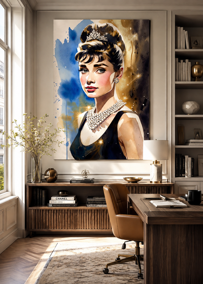 Lienzo impreso de Audrey Hepburn con glamour clásico de Hollywood