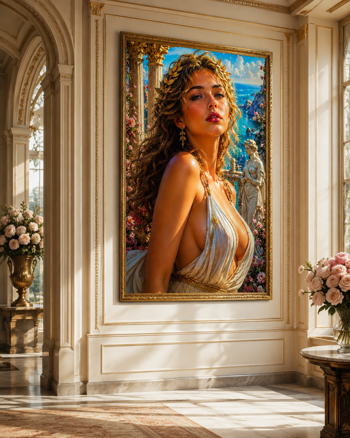 Arte femenino elegante inspirado en la belleza mediterránea