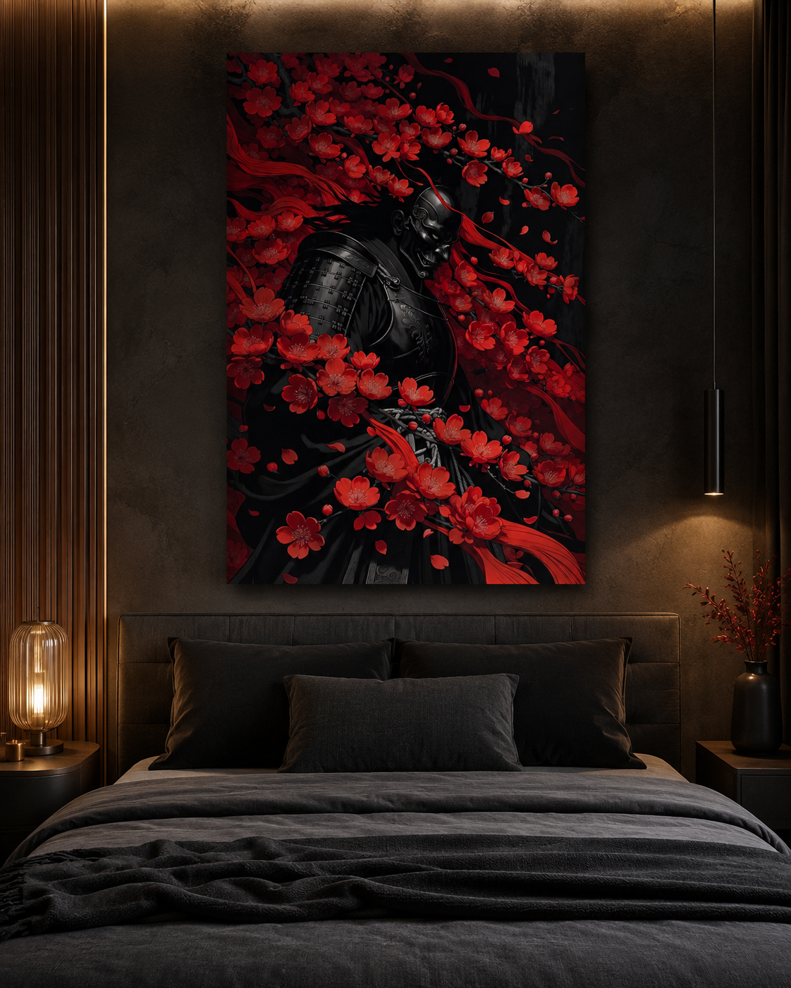 Lienzo gótico japonés de Onna-Bugeisha con atmósfera oscura