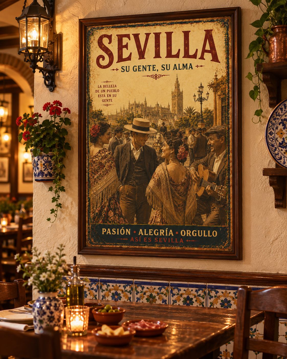 Cartel vintage Así es Sevilla en lienzo, enviado enrollado en tubo sin bastidor ni marco