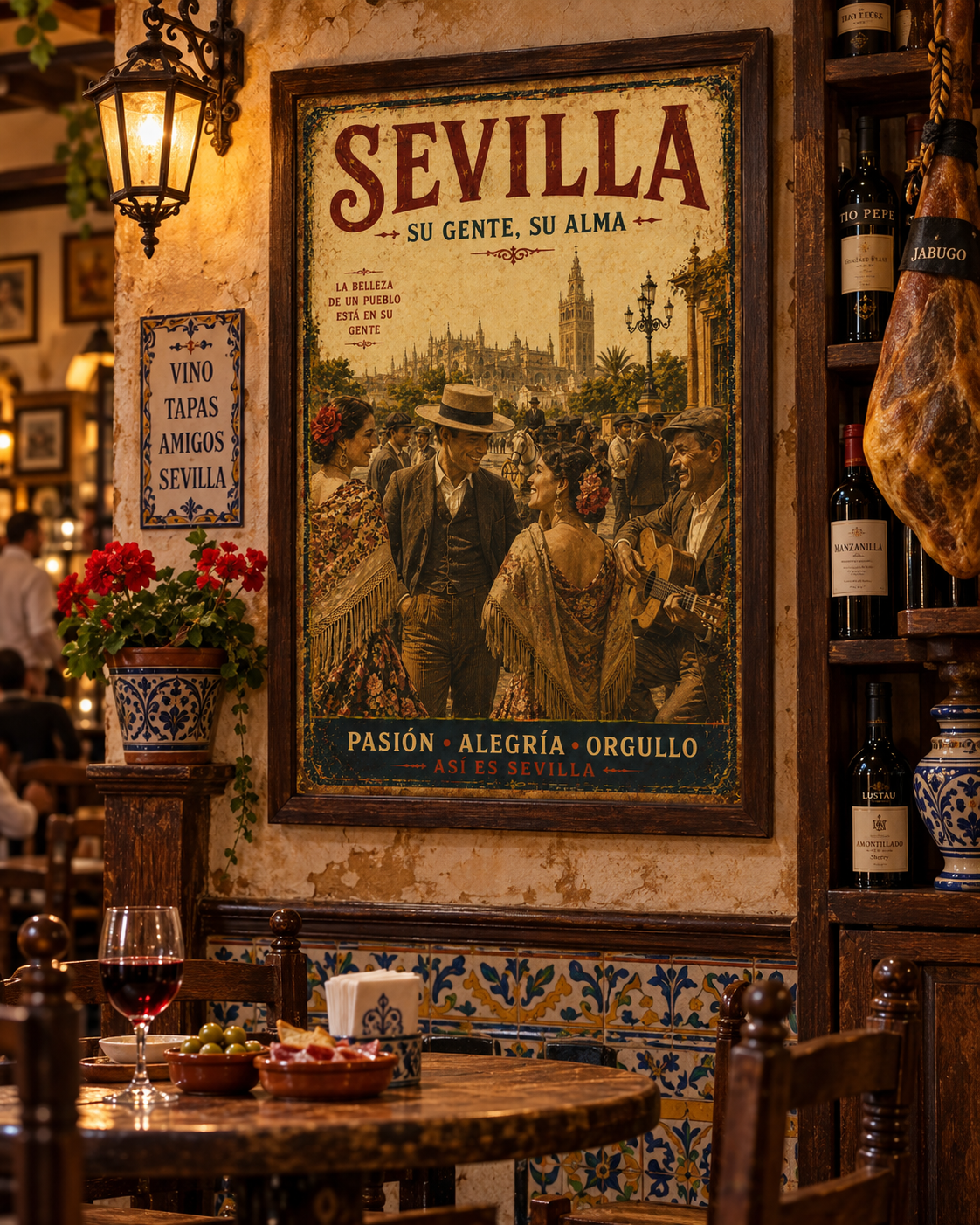 Lienzo Sevilla Su Gente Su Alma como decoración de pared, imagen de referencia con marco no incluido