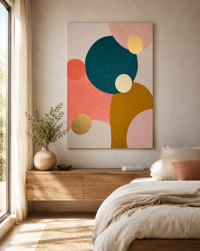 Arte de pared minimalista con composición geométrica abstracta