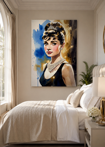 Lienzo impreso de Audrey Hepburn inspirado en el Hollywood clásico