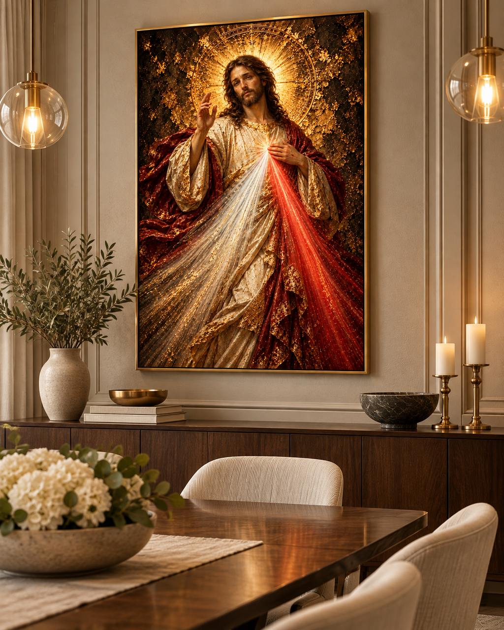 La Divina Misericordia | Lienzo Religioso con Pan de Oro