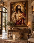 Jesucristo Sagrado Corazón | Lienzo Religioso con Pan de Oro