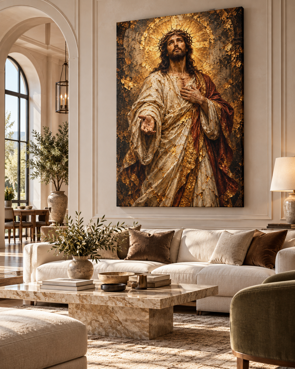 Cristo Redentor | Lienzo Religioso con Pan de Oro