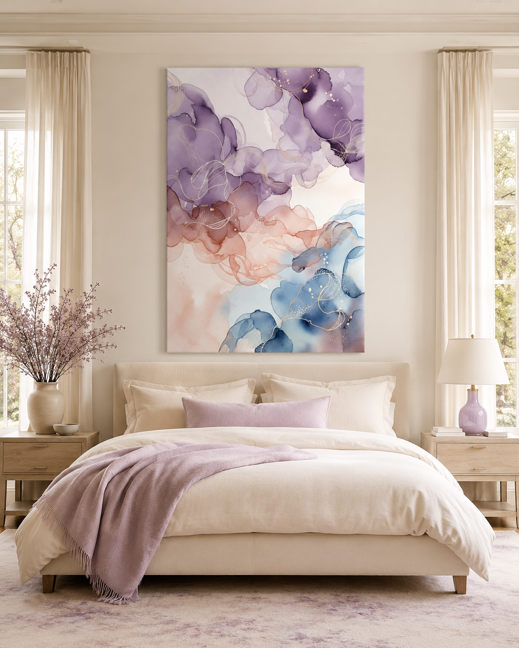 Arte abstracto elegante con formas orgánicas y detalles dorados