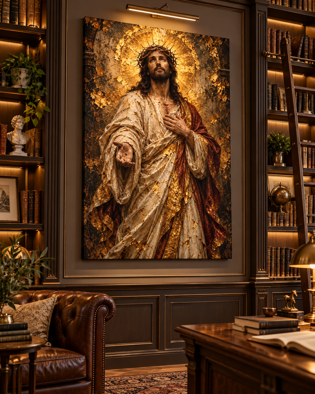 Cristo Redentor | Lienzo Religioso con Pan de Oro