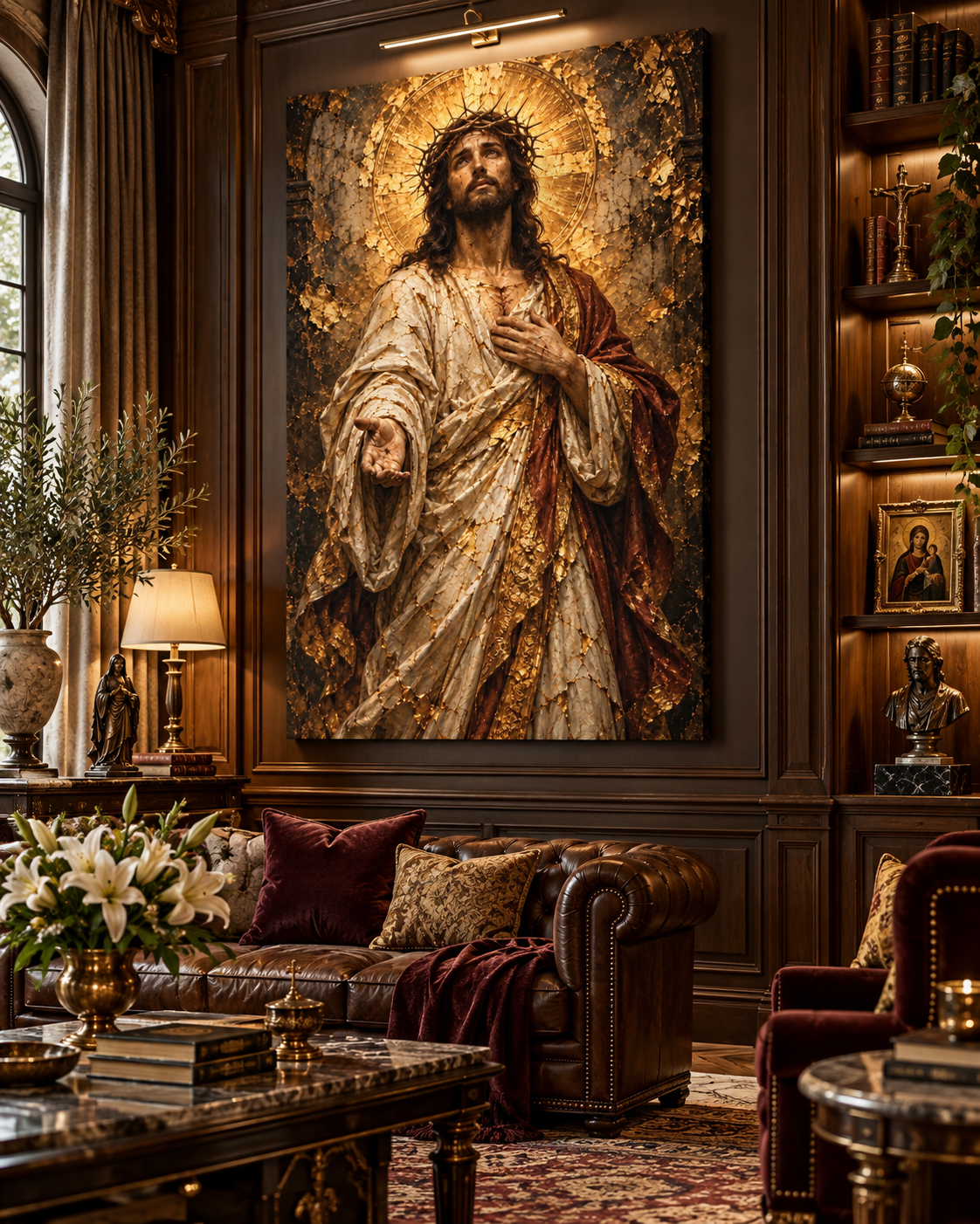 Cristo Redentor | Lienzo Religioso con Pan de Oro