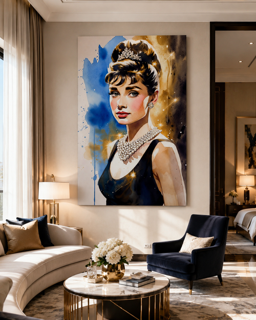 Audrey Hepburn en lienzo impreso de glamour vintage estilo Hollywood