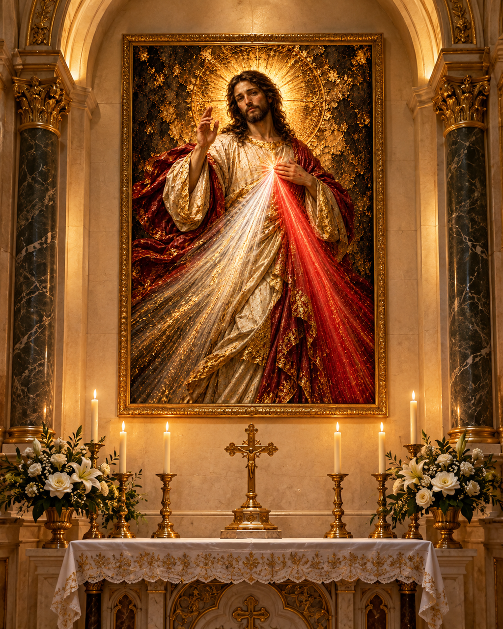 La Divina Misericordia | Lienzo Religioso con Pan de Oro