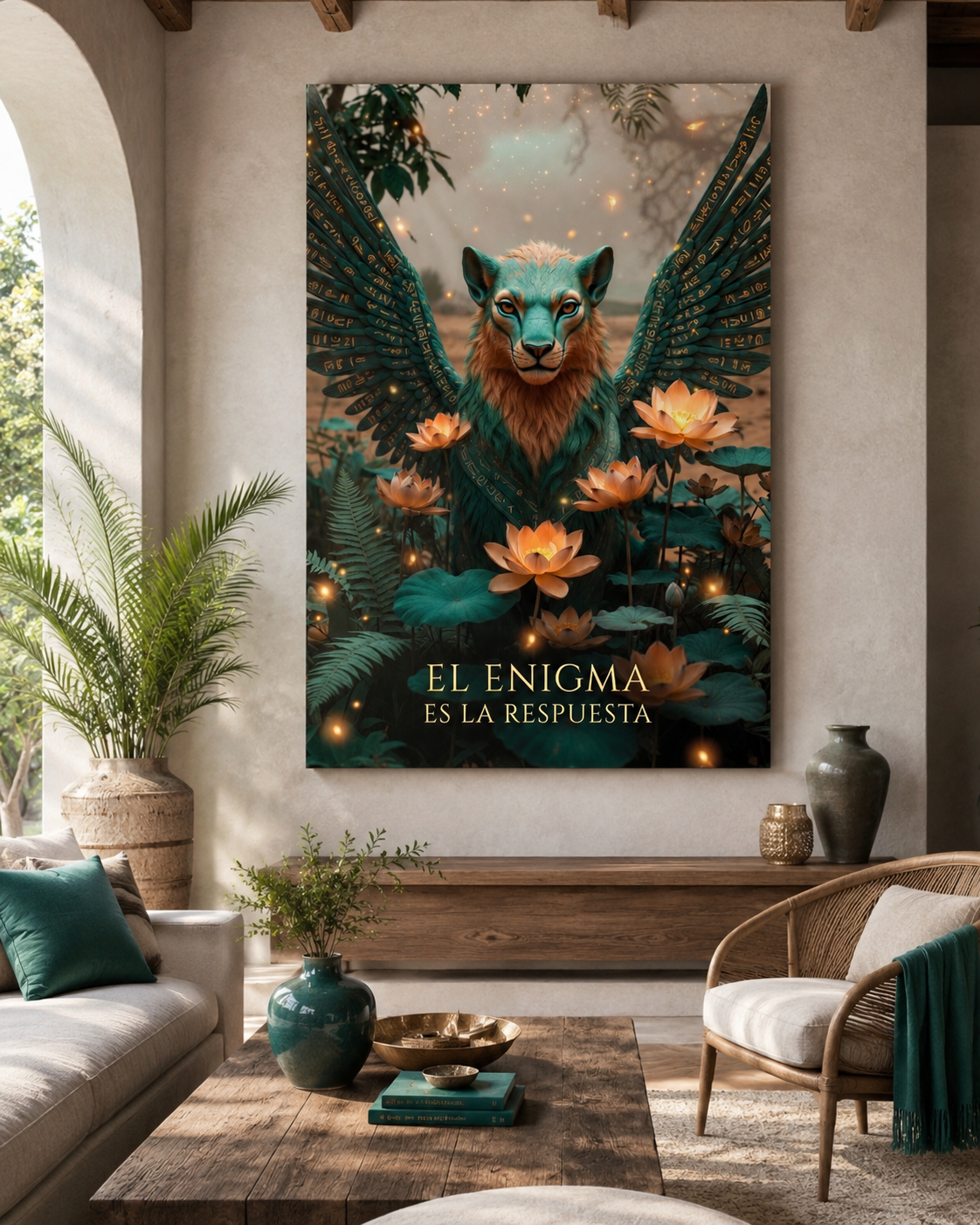 Esfinge alada en paisaje nocturno | lienzo decorativo