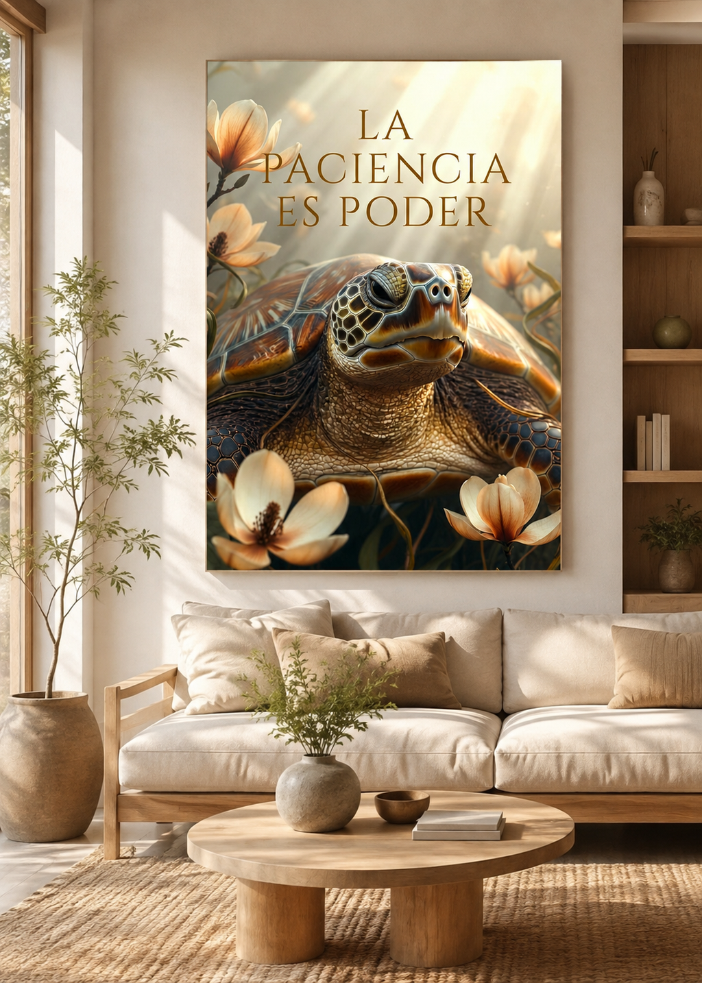 La Paciencia es Poder | arte de tortuga y flores
