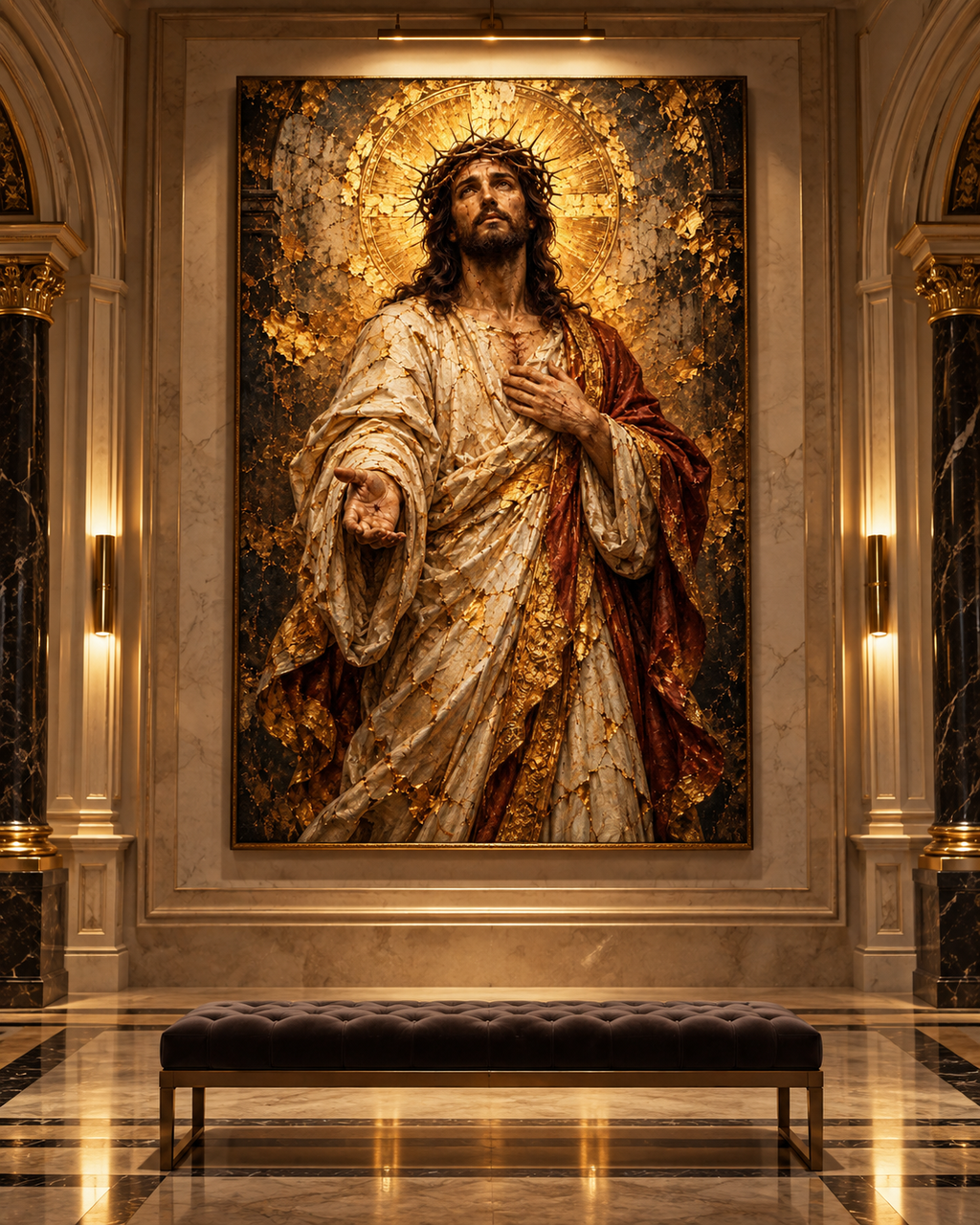 Cristo Redentor | Lienzo Religioso con Pan de Oro