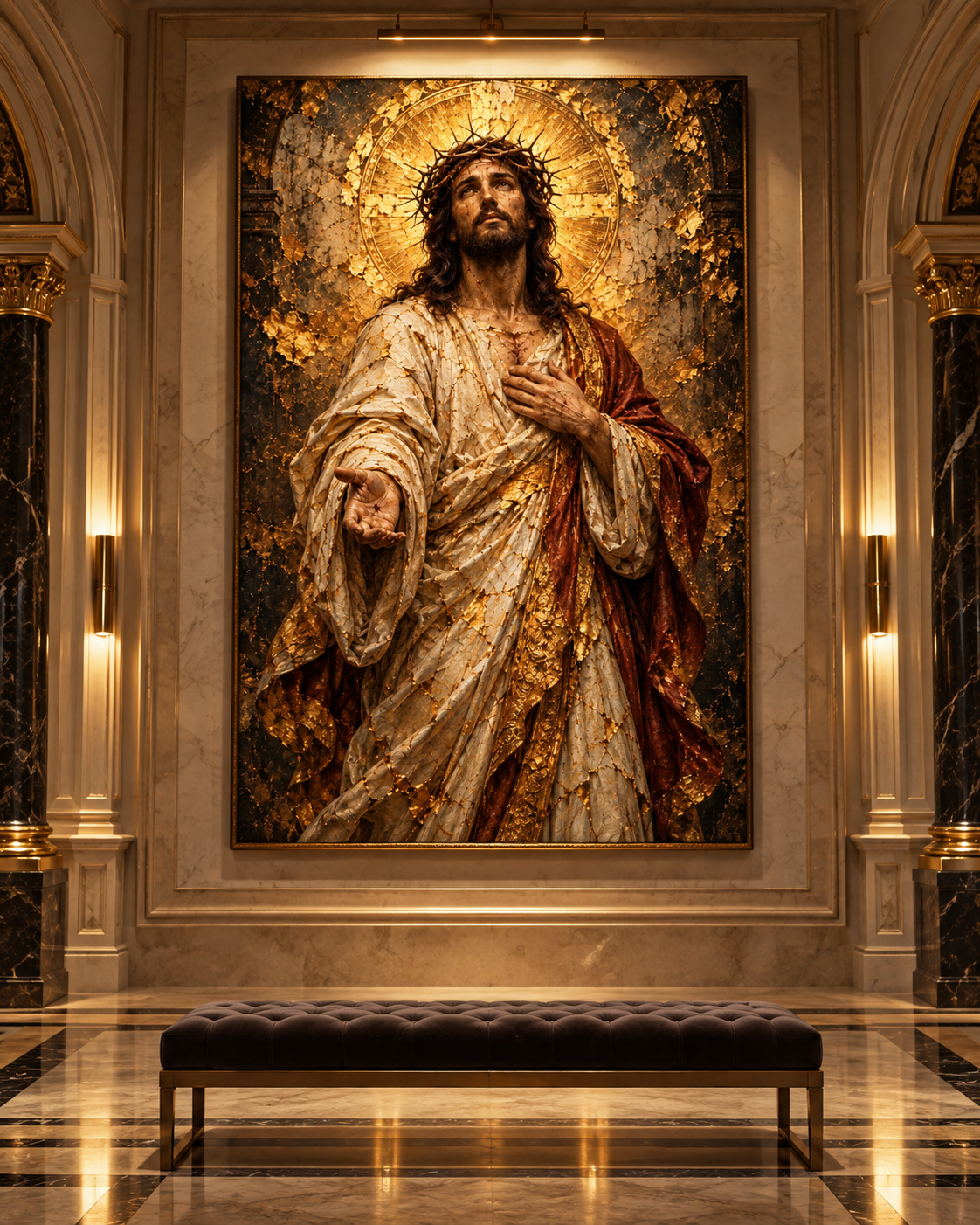 Cristo Redentor | Lienzo Religioso con Pan de Oro