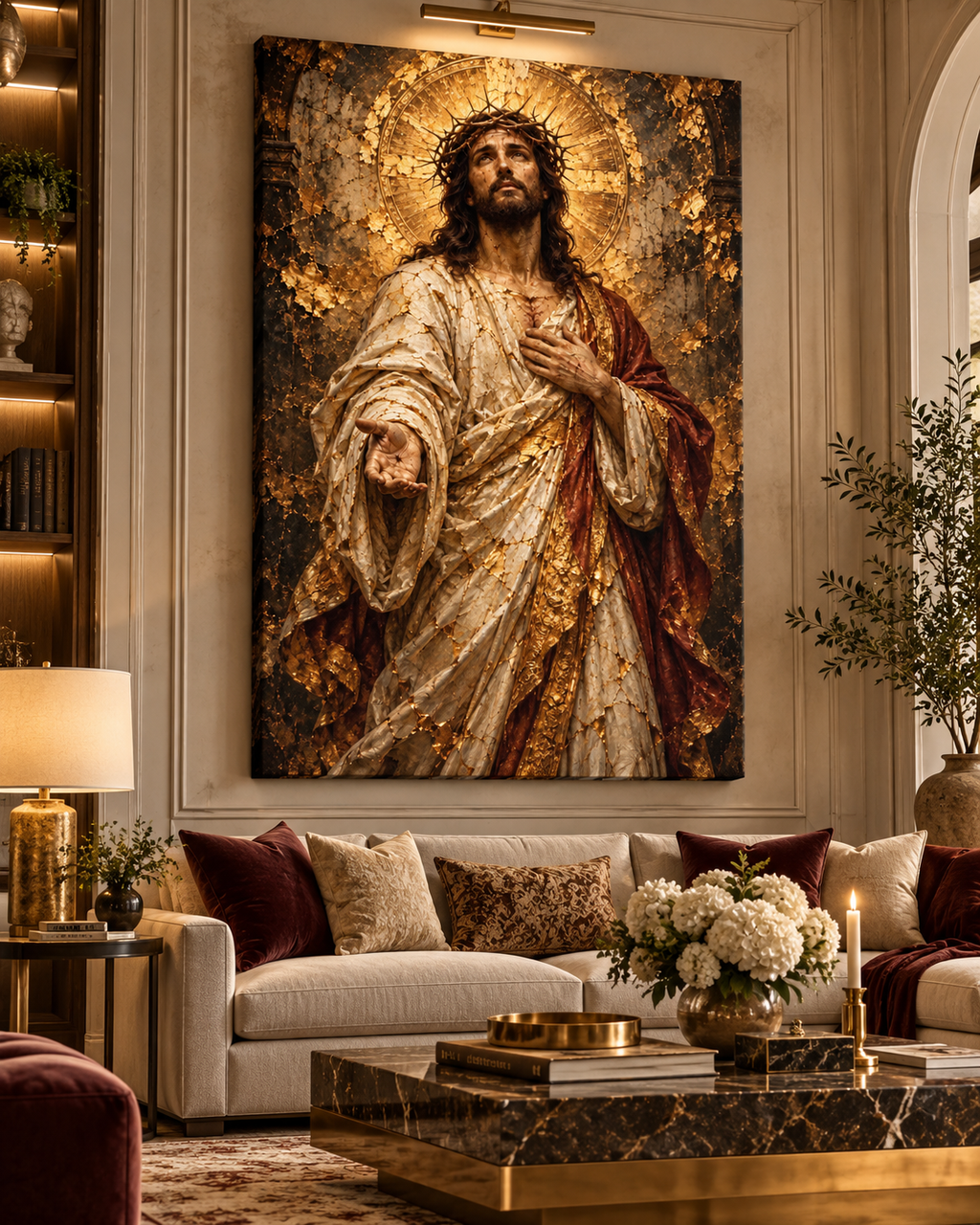 Cristo Redentor | Lienzo Religioso con Pan de Oro