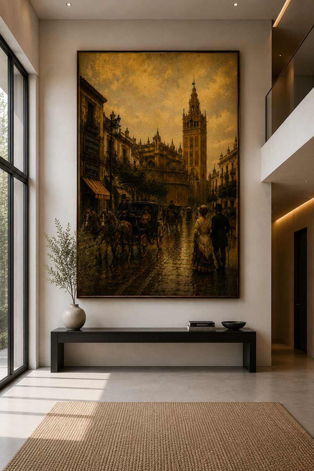 Lienzo de la Giralda de Sevilla sobre una consola