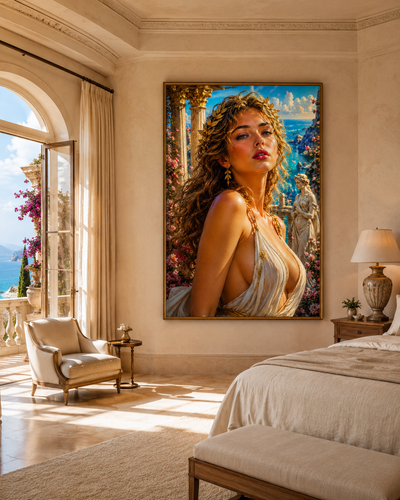 Retrato artístico de diosa mediterránea | lienzo decorativo