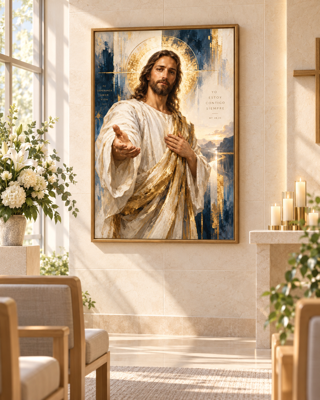 Yo Estoy Contigo Siempre | Lienzo de Jesucristo Arte Religioso Moderno