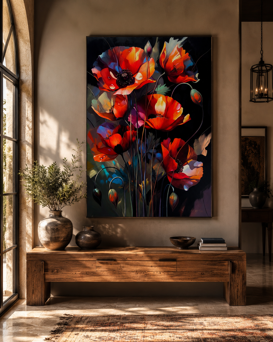 Composición floral moderna de amapolas | lienzo decorativo