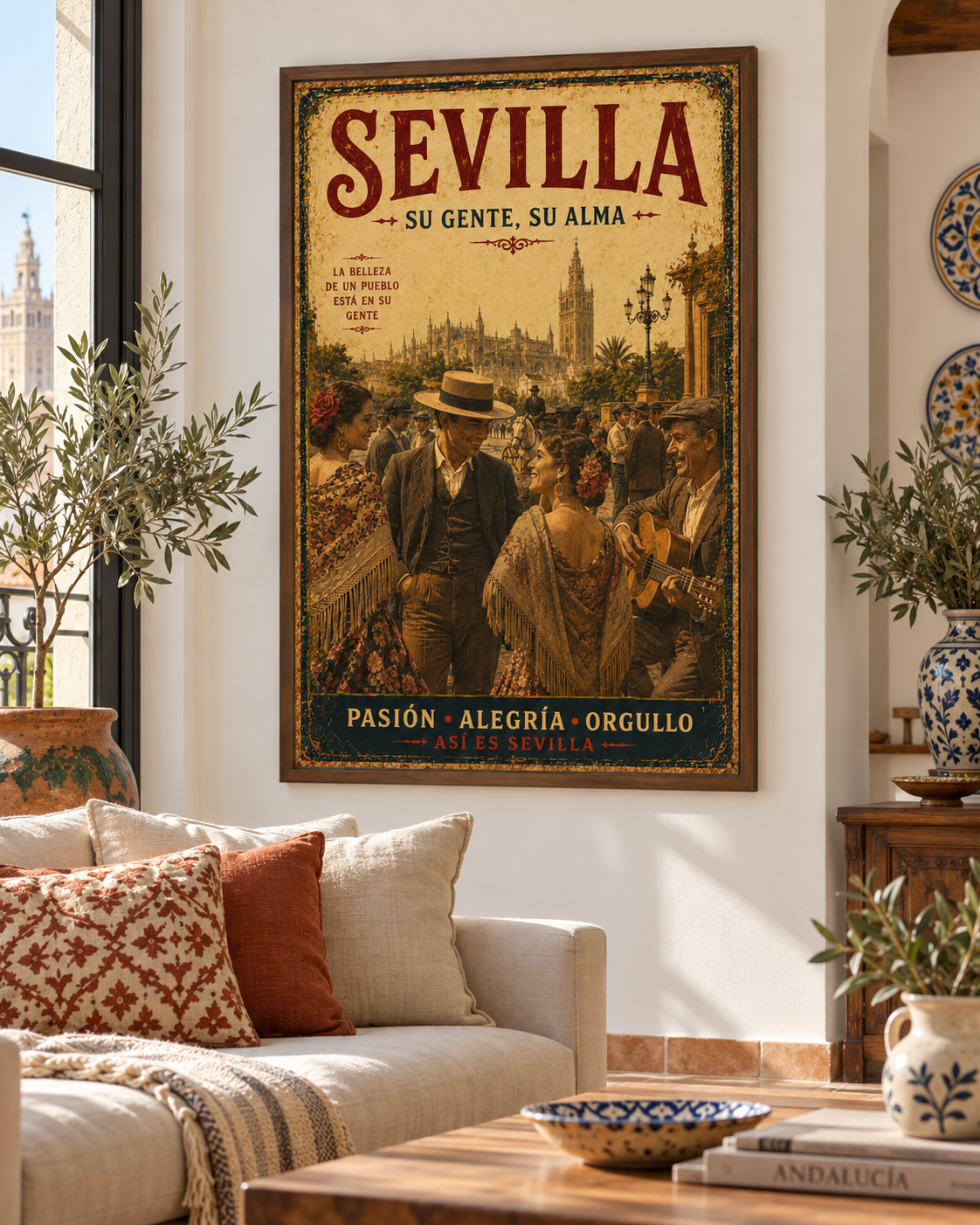 Detalle del lienzo de arte español Sevilla Su Gente Su Alma, impreso en algodón 300 g/m²