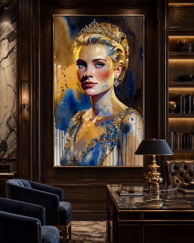 Grace Kelly con tiara en lienzo decorativo elegante